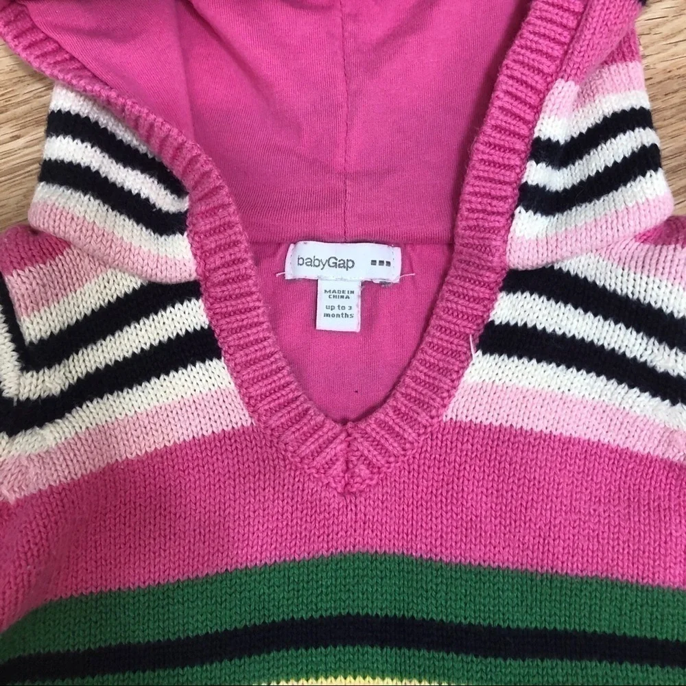 Baby Gap Striped Pom Sweater Pink Blue Green